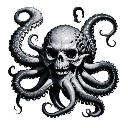 Kraken Sea Monster With Skull Head