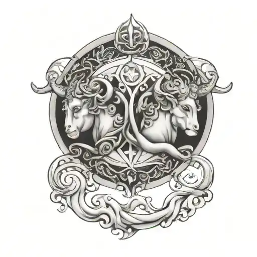 Aquarius & Taurus Zodiac Sign Intertwined