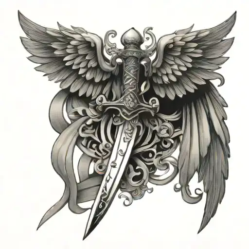 Medival Sword With Angelic Wings Spread