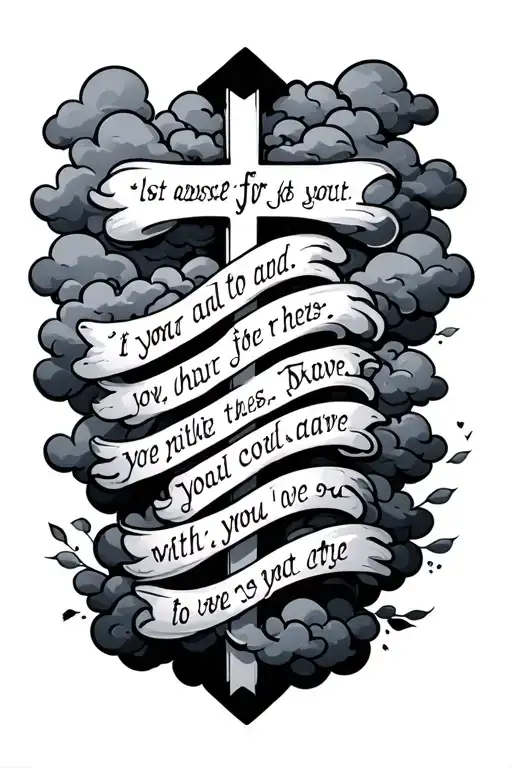 Bible Verse Written With Clouds And A Cross