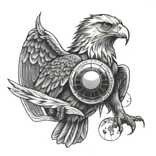 Eagle Tattoo With Solar System