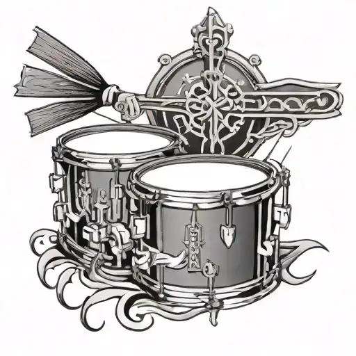 Snare Drum And Stick With A Christian Cross