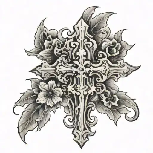 Evil Cross With Dead Flowers