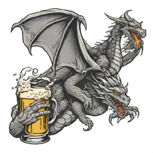 Dragon Drinking Beer
