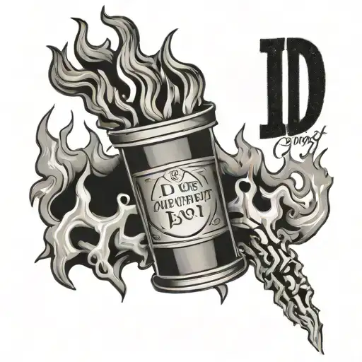 Id Est Quod Id Est' With A Tiny Bin On Fire