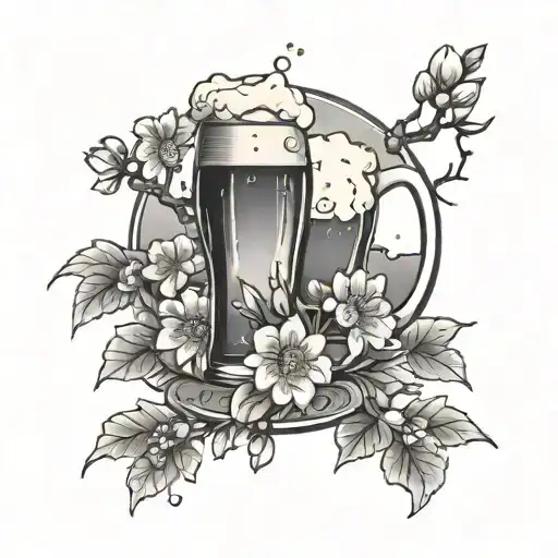 Beer And Sakura At Sunset