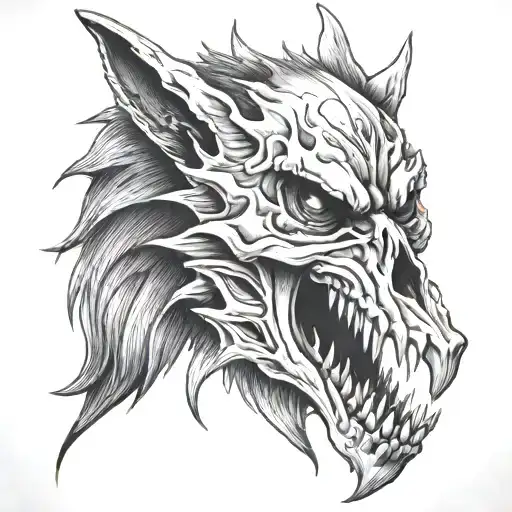 Horror Wolf Skull