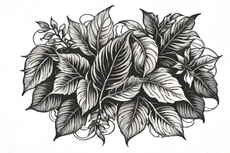 Brush Stroke Style Plant Leaves