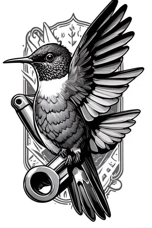 Pipe Wrench Landing On Hummingbird Hovering