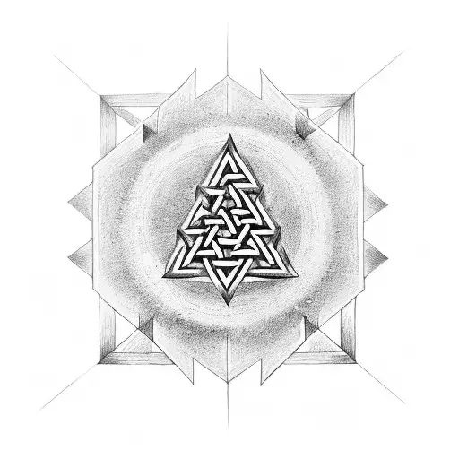 A Valknut Symbol Surrounded By Norse Runes