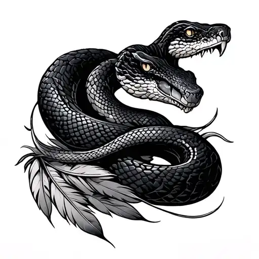 Mythological Snake With Feathers