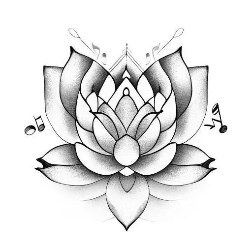 A Lotus Flower With Musical Notes As Petals