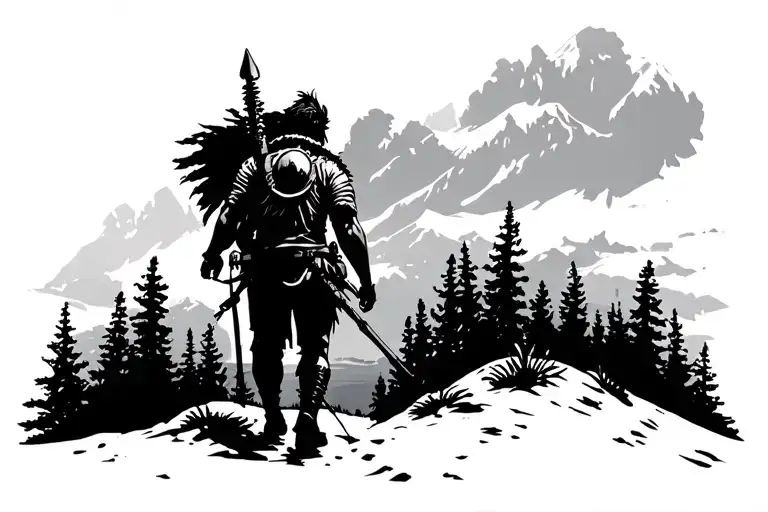 Warrior Silhouette Hiking