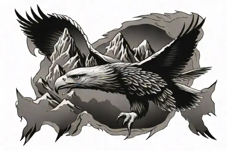 Mountains And Eagle