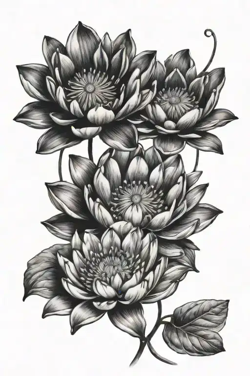 Water Lily And Poppy Flower Intertwined