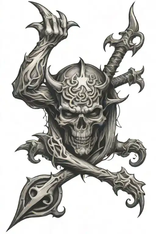 Satanic Sleeve Tattoo Fat Line Design