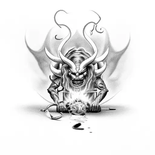 Demon On A Leash Transforming Into Smoke