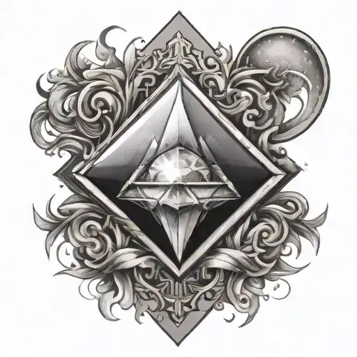 Diamond And Moon Crest Type Tatoo