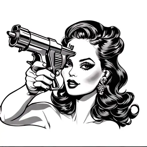 Pin Up Girl Holding Spray Gun