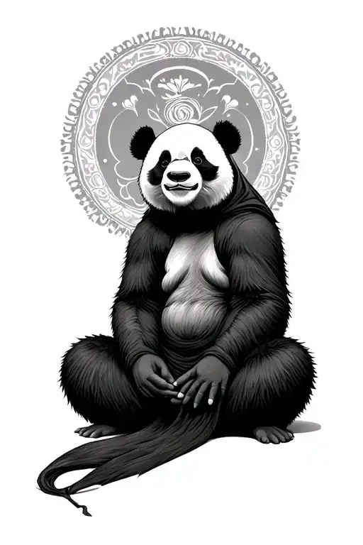 Monk Panda Sitting