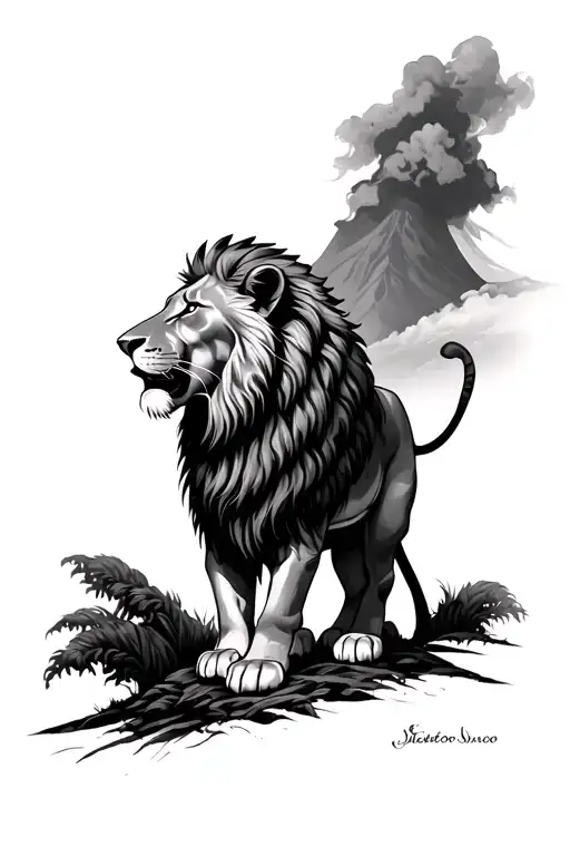 Lion And Volcan