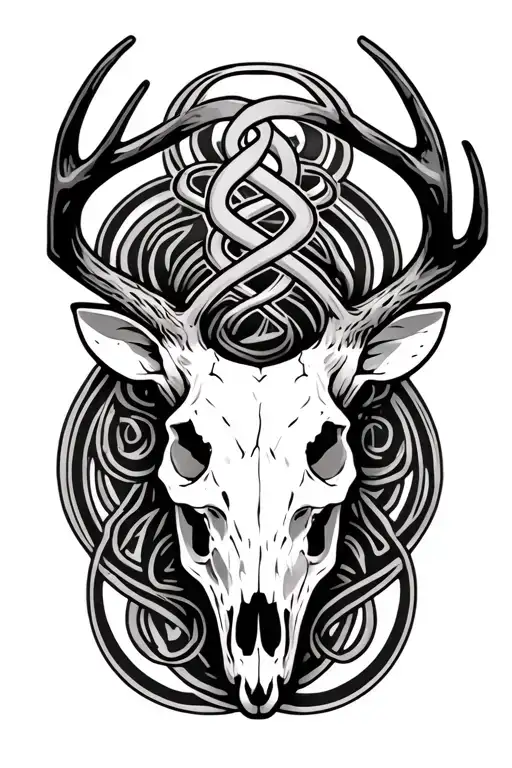 Deer Skull With Cancer Symbol Intertwined