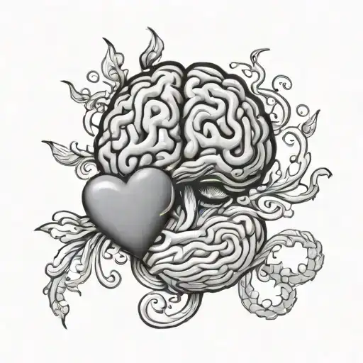Fine Line Tattoo Of Brain And Heart Fighting Each Other