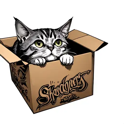 Shrodengers Cat With String Coming Out Of The Box