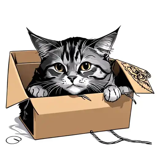 Shrodengers Cat With String Coming Out Of The Box