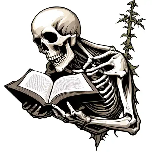 Skeleton Reading A Book