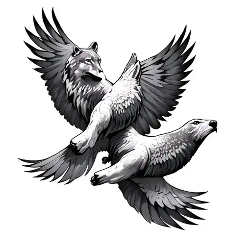 Dove 2 Wolves Sky Mountains