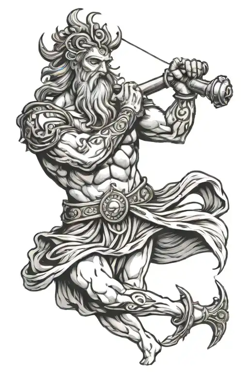 Poseidon With A Map And Pocketwatch Pierced By A Sword