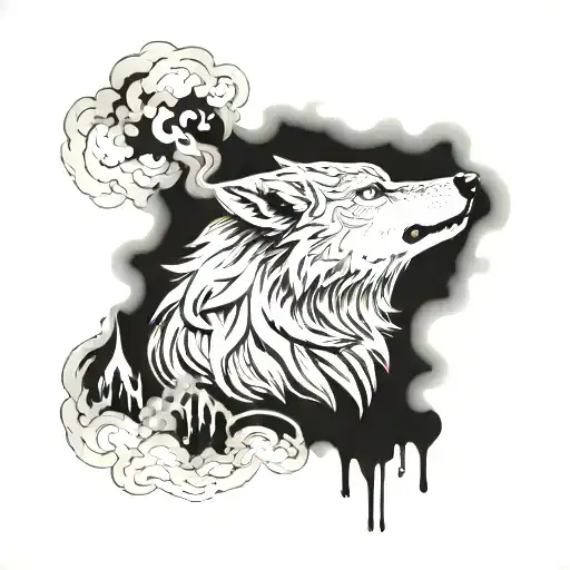 Wolf Surrounded By Smoke