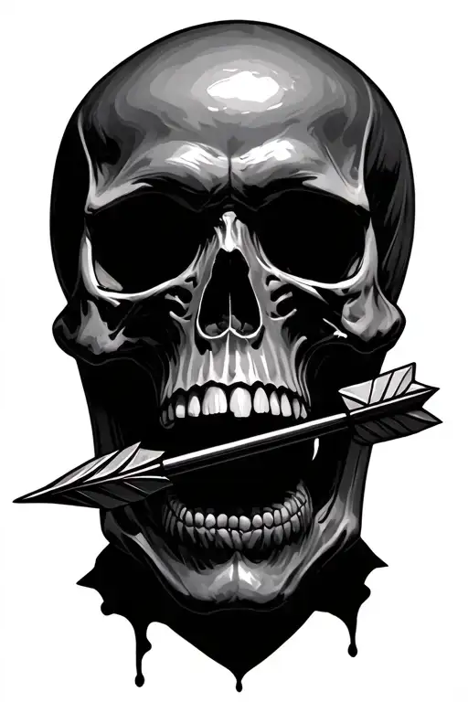 Skull With Arrow Through Mouth Open