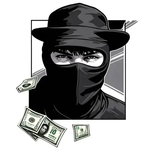 Man With Balaclavas Money And Letters