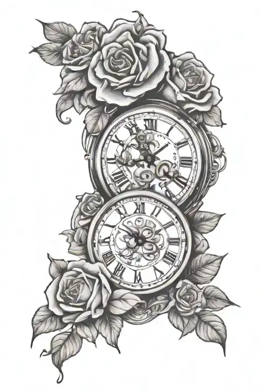 Broken Clock With Roses And Money
