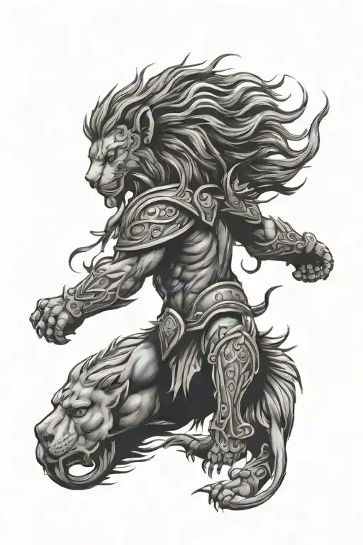 Tibal Spartan Lion On The Forearm