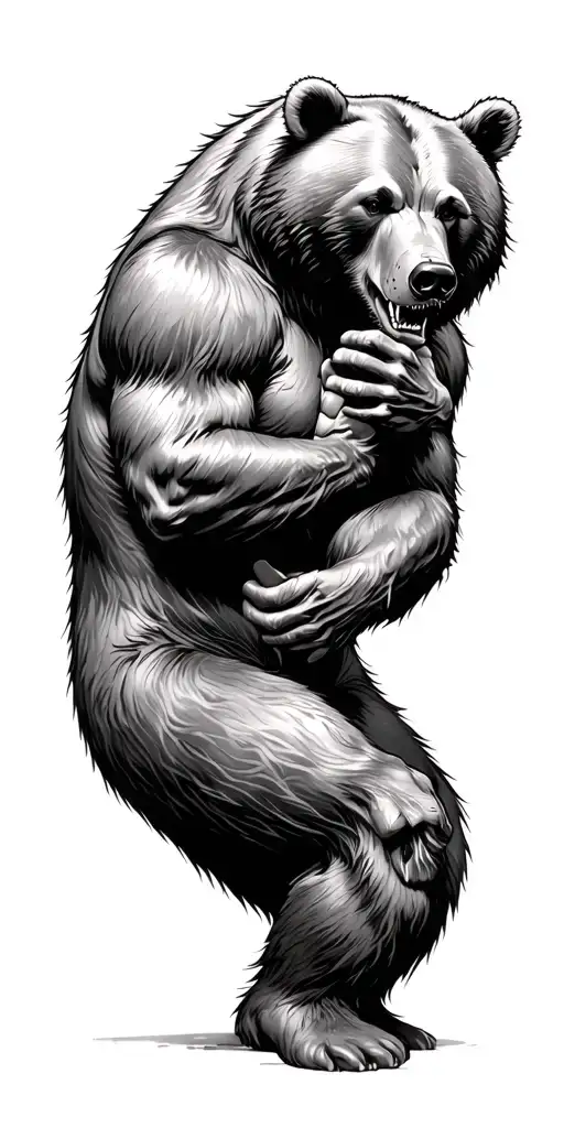 Bear Cornered By Woves Fighting At A Disadvantage