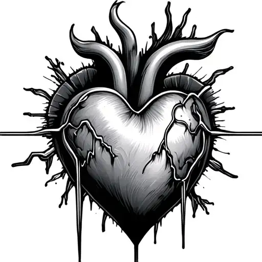 Heart Symbol And Pulse Line Created By Pen