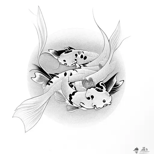 2 Koi Fish And Lotus