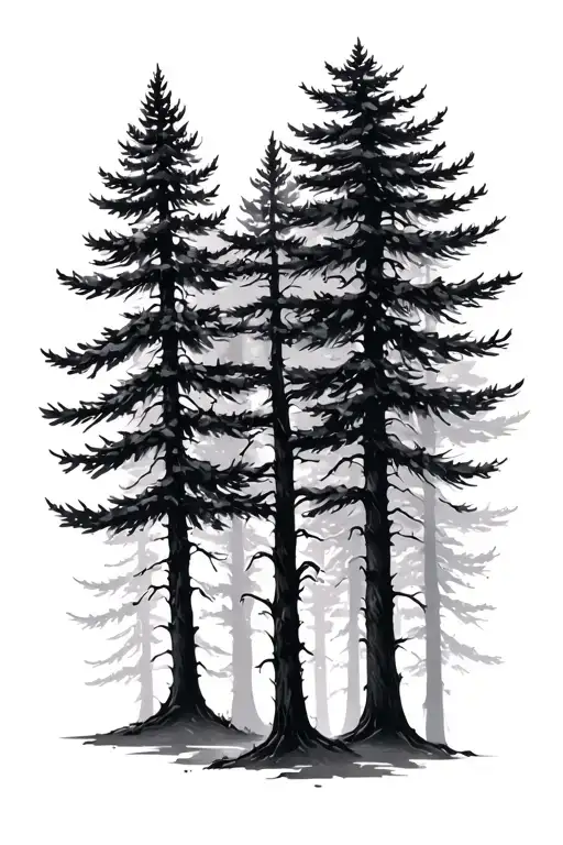 Evergreen Trees Swaying