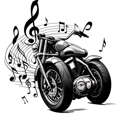 Motorcycles And Music Note Intertwined