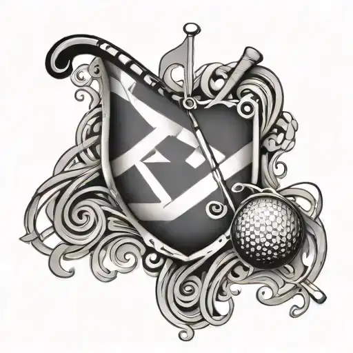 A Scottish Flag With Golf Clubs And Music Notes Intertwined