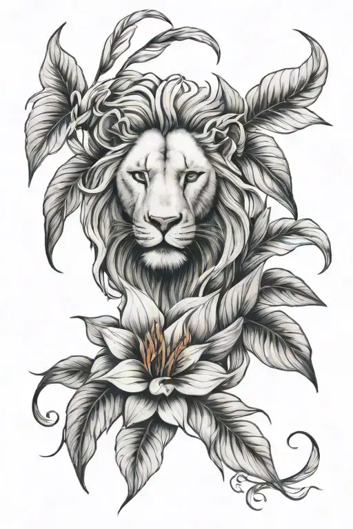 Peace Lily Flower With Lion And Loyalty