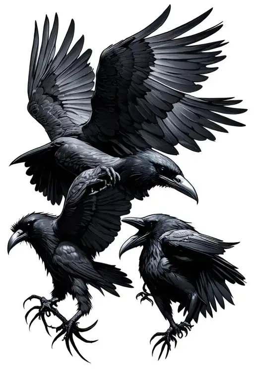 Raven Fighting Each Other