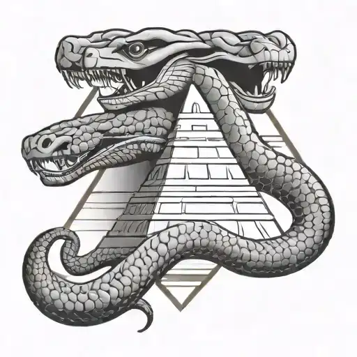 Ancient Egyptian Cobras Warped Around A Pyramid