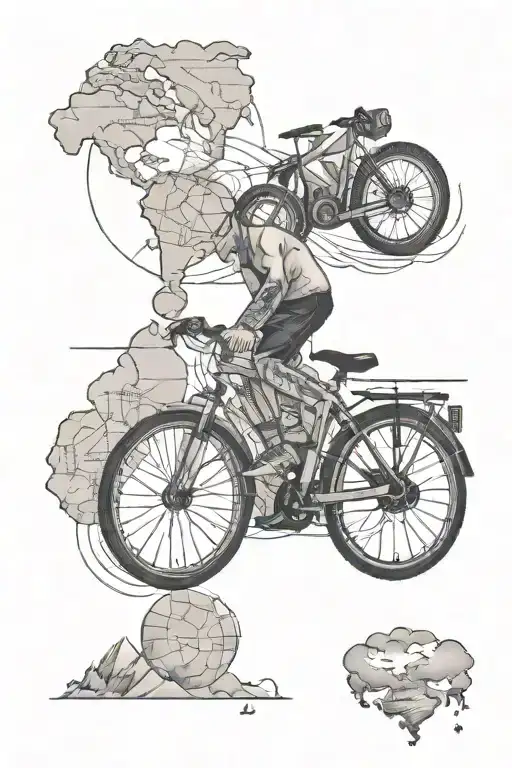 Bike And Travel Tattoo With The World Map