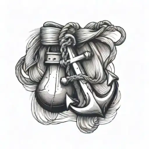 Anchor And Boxing Gloves Hanging