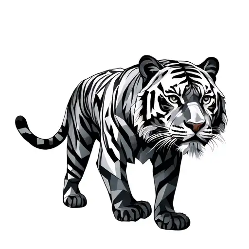 Full Body Tiger In Geometric Shape