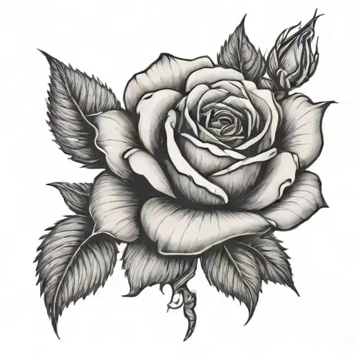 Just Three Red Rose Black Ink